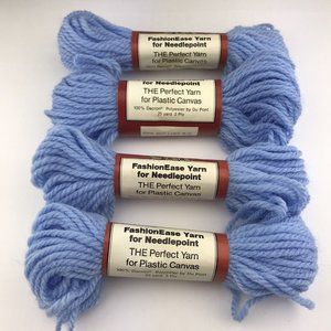 Vintage Columbia Minerva CM‎ Light Blue Yarn Needlepoint Plastic Canvas Lot Of 4